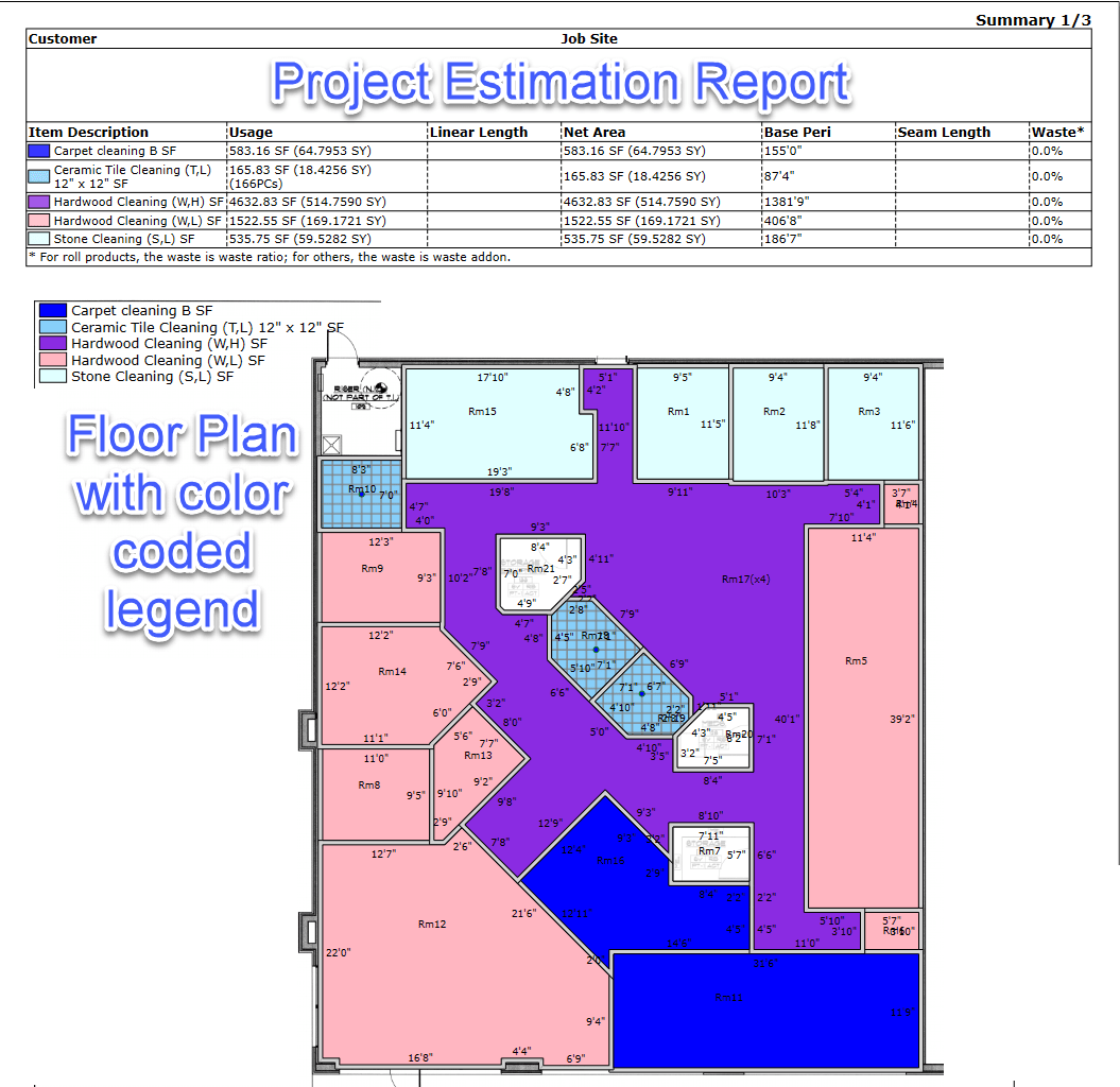 Commercial Janitorial Bidding and Proposal Software Measure Square