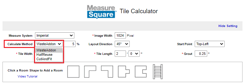 Metric Tile Calculator  
